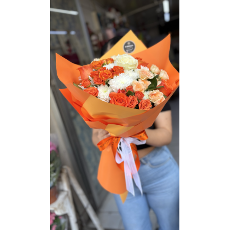 Vip karma turuncu beyaz Soft buket